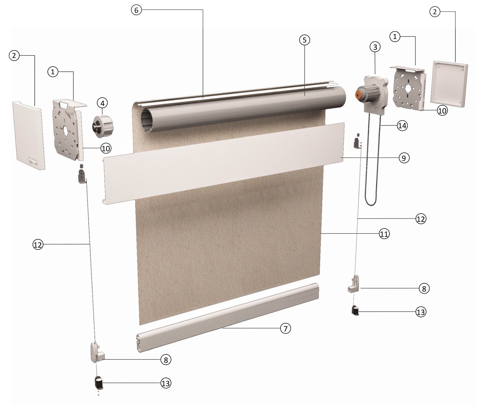 Euro Systems® Salire Manul Roller Blinds, Guide wire, Dubai, Abu Dhabi, Sharjah, Ajman, UAE, Doha, Qatar, KSA