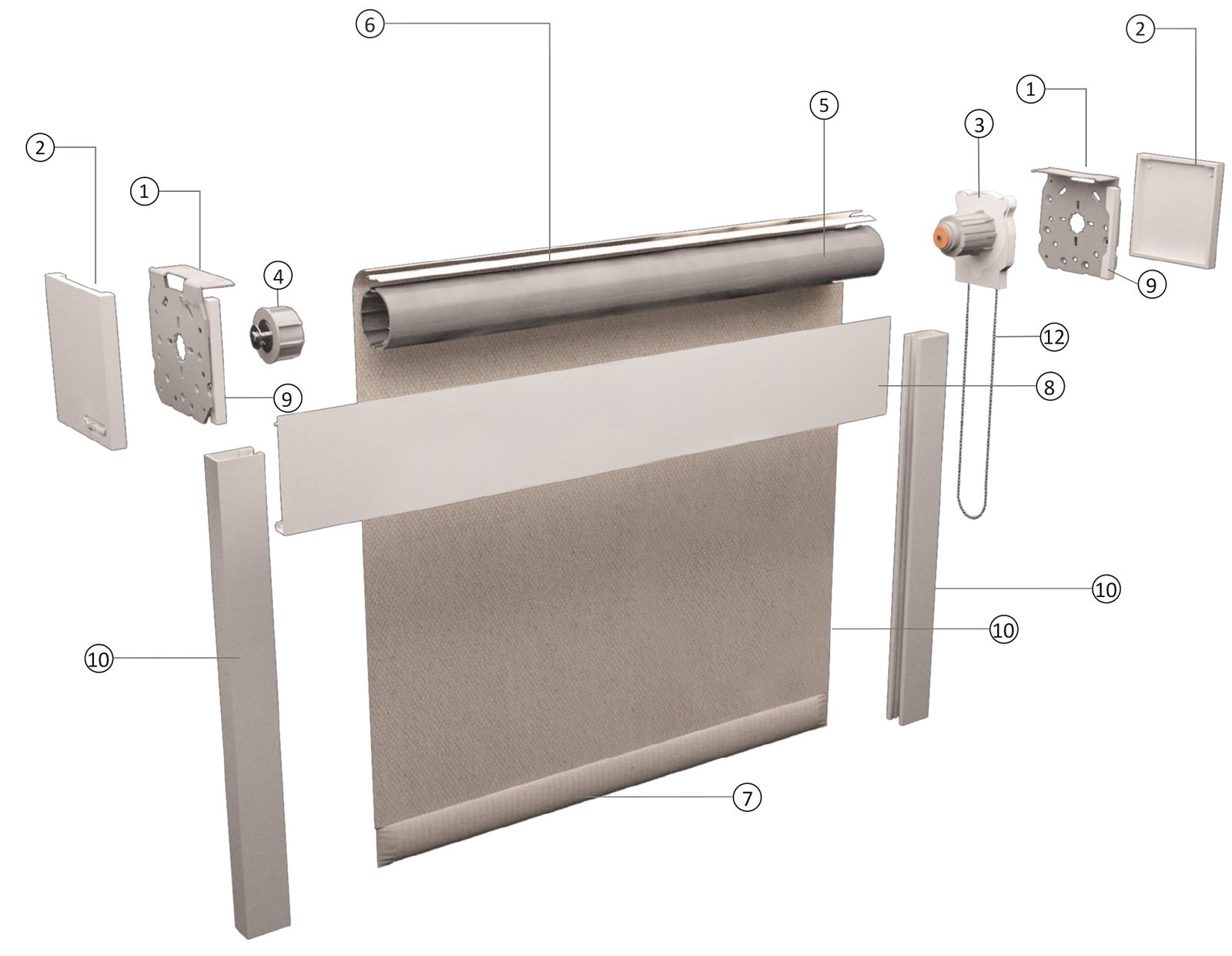 Euro Systems® Salire Manul Roller Blinds, Side Guide, Dubai, Abu Dhabi, Sharjah, Ajman, UAE, Doha, Qatar, KSA